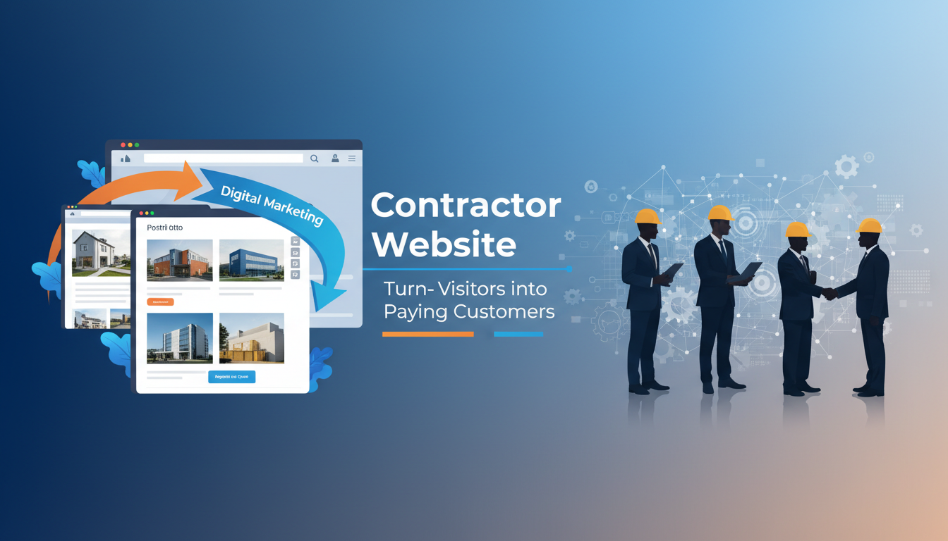Contractor and marketing team reviewing website design plans